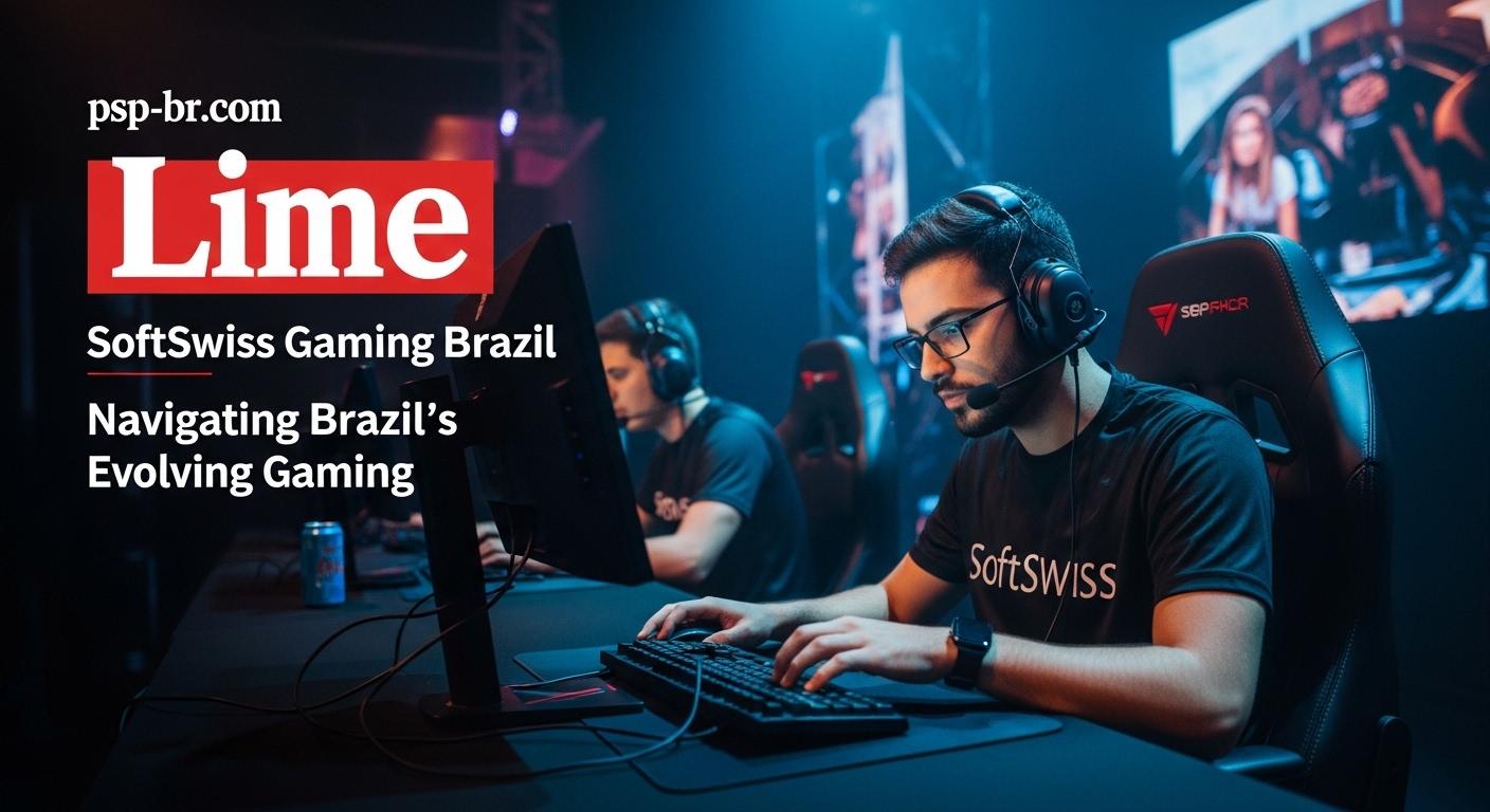 Composite image of SoftSwiss branding blended with Brazil's gaming market visuals and data charts.
