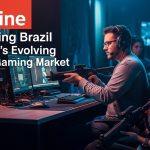 Brazilian gaming market analysis team reviewing growth charts in a newsroom